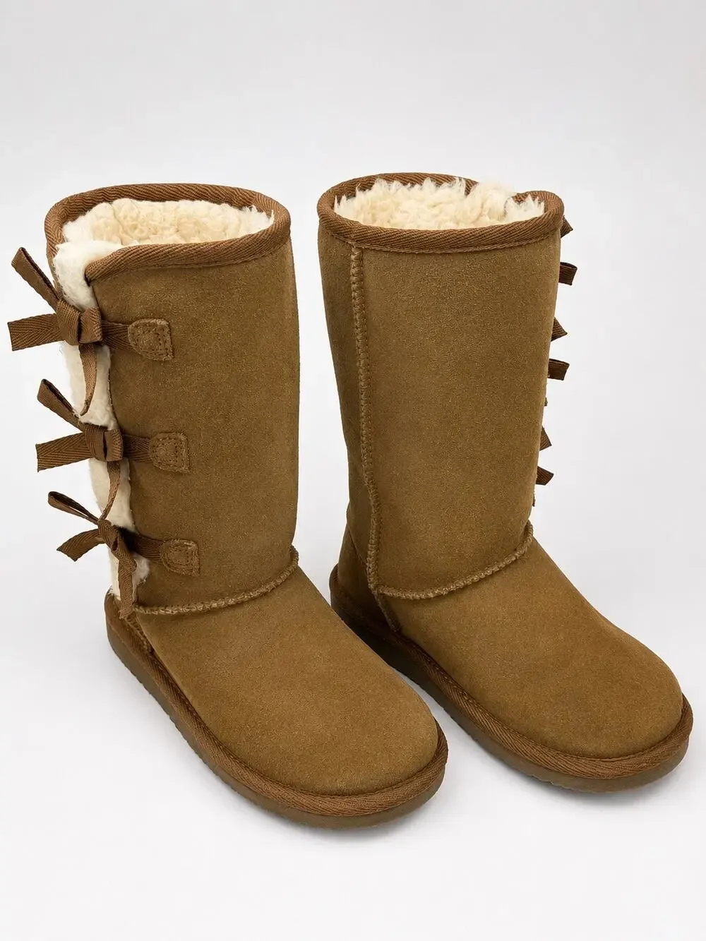 Koolaburra by UGG Victoria Chestnut Bow Tall Boots Girls Size 13 Cozy Winter